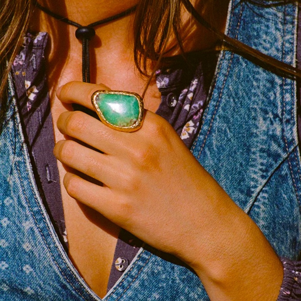 🆕✨ CHRYSOPRASE STONE RING in Joshua Tree 💚 - Picture 4 of 16